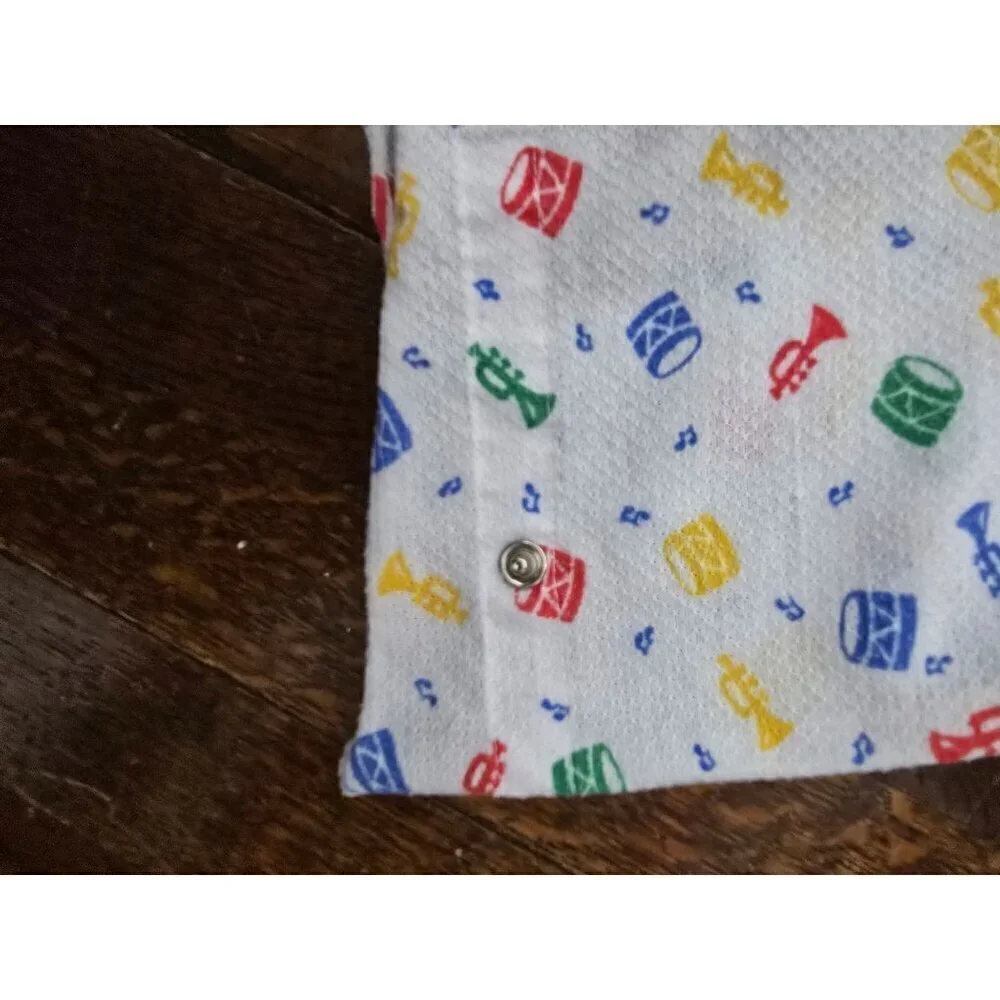 Vintage 90s Primary Colors Musical Instruments Baby Top